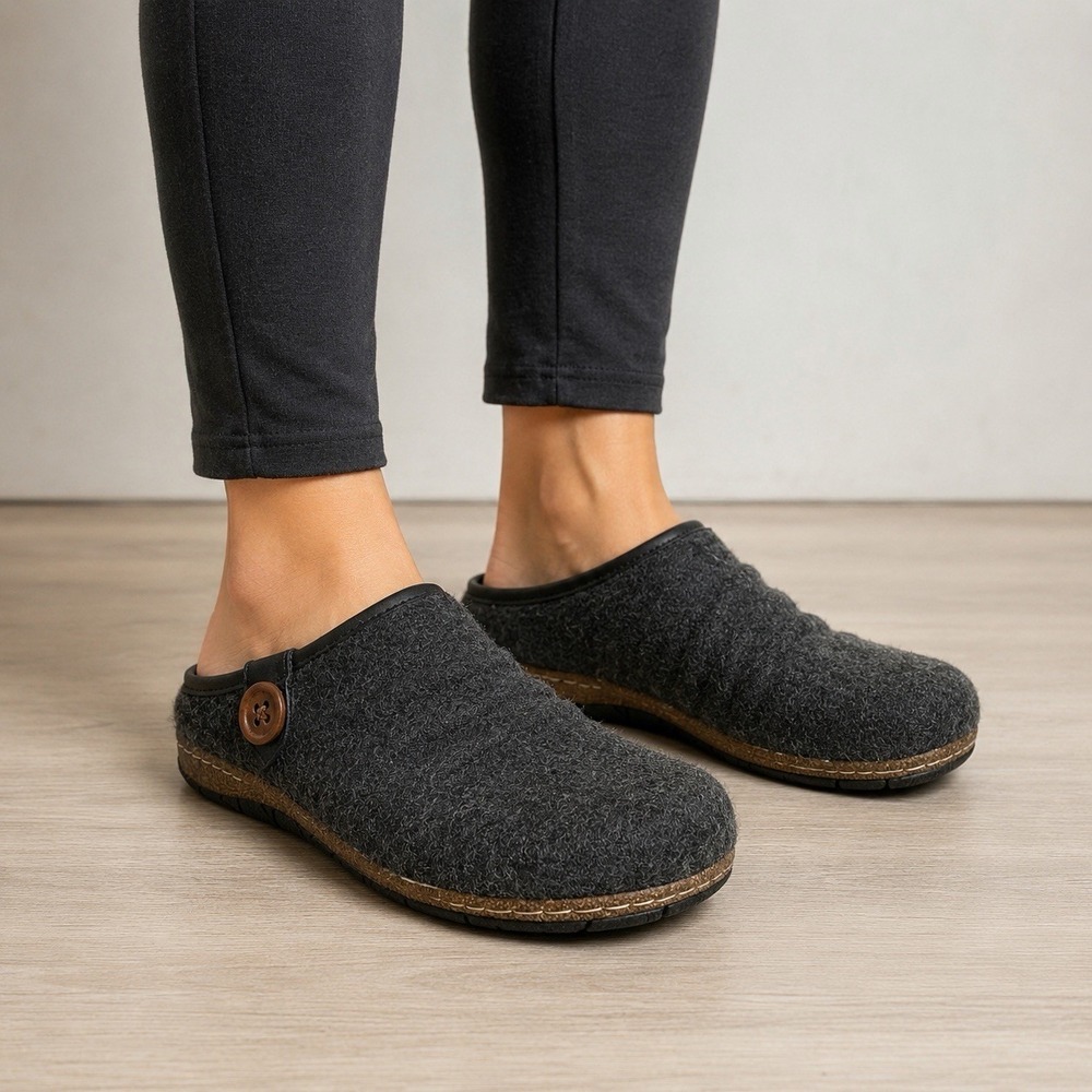 Earth Enchant2 Dark Gray Wool Clog Mule Shoes Womens‎ 9M Comfort Slip On